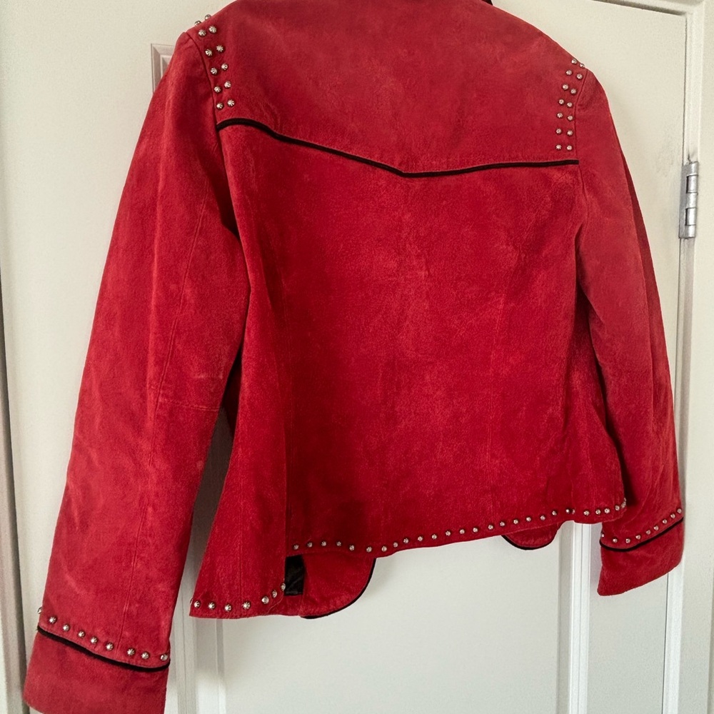 Scully Women's Red Genuine Suede Blazer with Stud Accents - Picture 2 of 8